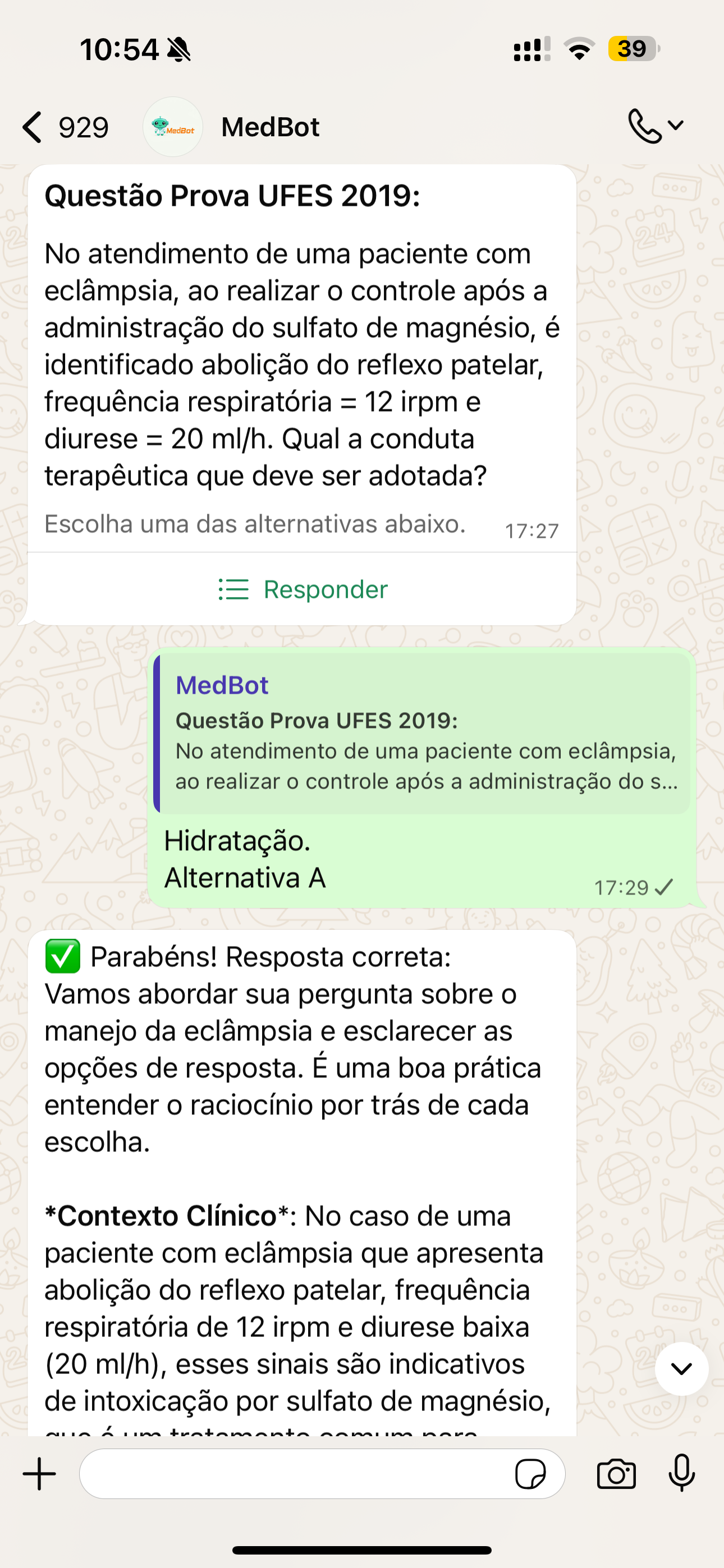 Conversa de acerto no WhatsApp